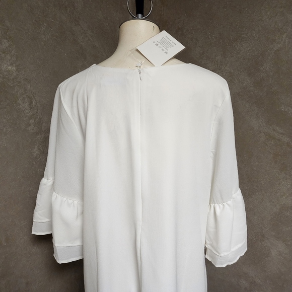 BELONGSCI Women's 2023 Summer Mini Dress, V Neck Bell Tiered Ruffle Sleeves XL - Picture 6 of 8